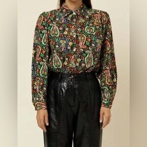 FRNCH Paris Medium Kylie Paisley Corduroy Blouse